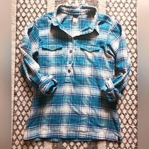 Patagonia Shirt Flannel Womens 4 Vintage Blue Checker Long Sleeve Button Up